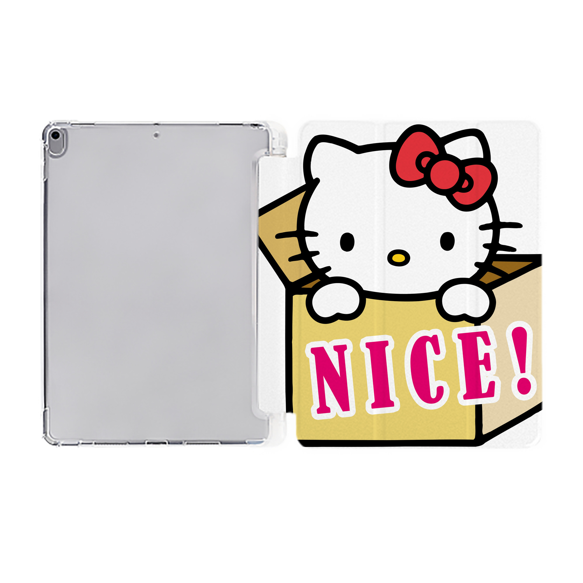 （画像用） Hello Kitty ハローキティ IPad ケース ペン収納付き 三つ折りスタンド PUレザー×シリコン 対応機種9.5/10.5/10.9インチ